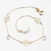 Zlatý náramok s kvetinami a kryštálmi PKL24-033