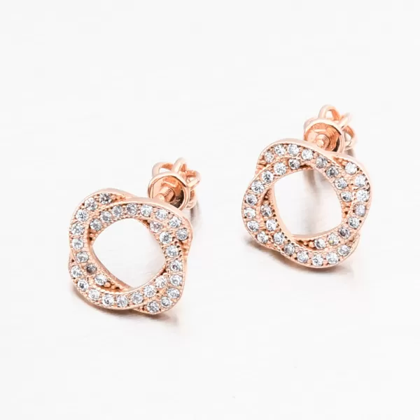 Napichovacie náušnice z ružového zlata so zirkónmi 668P-120289-CV