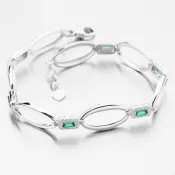 Strieborný náramok s smaragdmi a zirkónmi PKL-4043