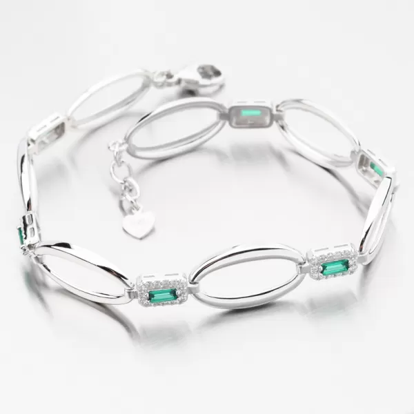 Strieborný náramok s smaragdmi a zirkónmi PKL-4043