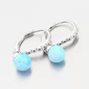 Strieborné náušnice so svetlo modrým opálom a so zirkónmi PKL-2170