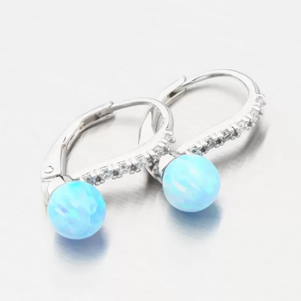 Strieborné náušnice so svetlo modrým opálom a so zirkónmi PKL-2170