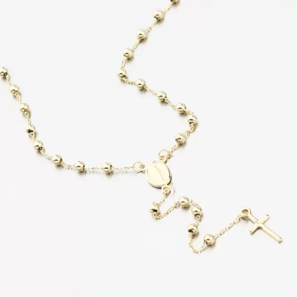Dámsky náhrdelník žlté zlato 585 ruženec s Madonou a krížikom 15R-039