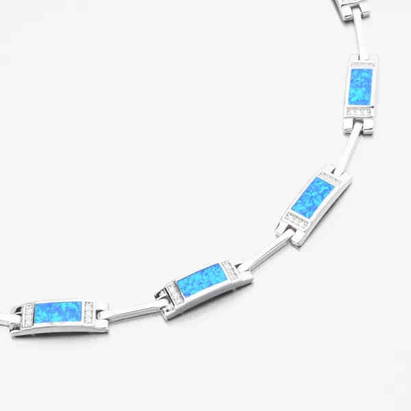 Strieborný náramok s modrými opálmi a zirkónmi PKL-4041
