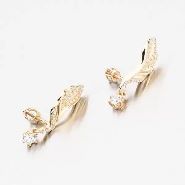 Dámske náušnice žlté zlato 585 so zirkónmi 663P-120433