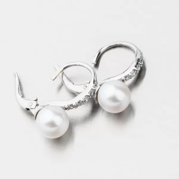 Dámske náušnice biele zlato 585 s perlami a zirkónmi 663P-120009-B