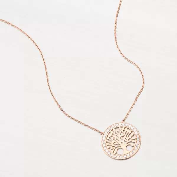 Náhrdelník z ružového zlata strom života so zirkónmi 55GZ-5021-CV