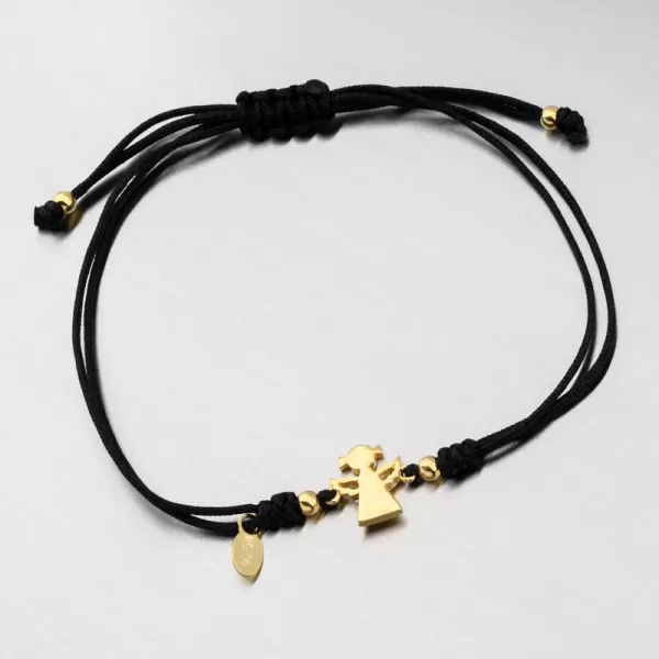 Náramok striebornej šnúry s anjelským BST-14552-BK-G-G-G-G-G