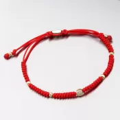 Náramok z červeného struna s guľkou a zirkónmi 74-5195ZL-CV
