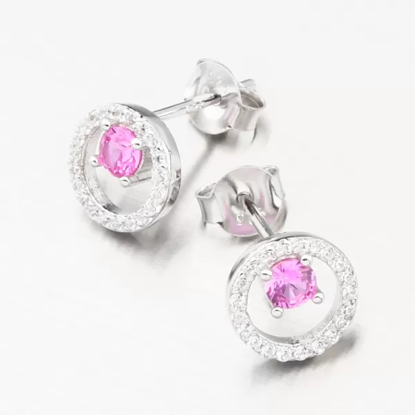 Strieborné náušnice kôstky s ružovým zirkónom PKL-2177