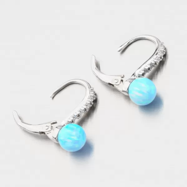 Strieborné náušnice so svetlo modrým opálom a so zirkónmi PKL-2170