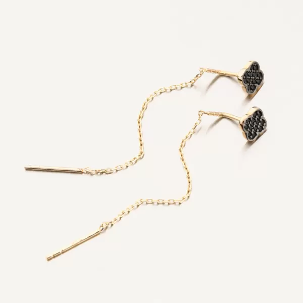 Dámske náušnice retiazka zo žltého zlata 585 so zirkónmi 163P-122580