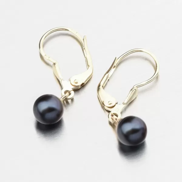 Zlaté náušnice s čiernou perlou 52GZ-3016-ZL-KL-Black