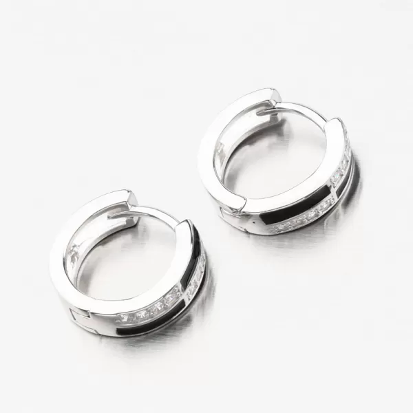 Strieborné kruhy so zirkónmi as čiernym zdobením PKL-2180