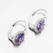 Náušnice vyrobené z bieleho zlata s Ametyst 115p-129030