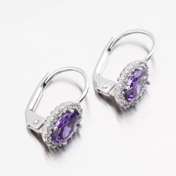 Náušnice vyrobené z bieleho zlata s Ametyst 115p-129030