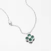 Strieborný náhrdelník so zeleným štvorlístkom PKL-5023
