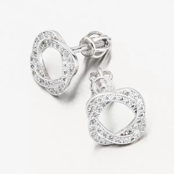 Napichovacie náušnice z bieleho zlata so zirkónmi 663P-120289