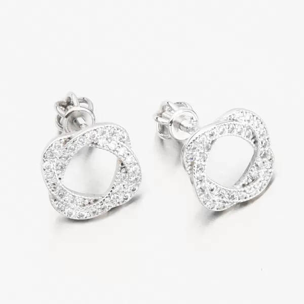Napichovacie náušnice z bieleho zlata so zirkónmi 663P-120289