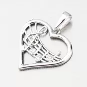 Prívesok z bieleho zlata srdca a noty GCA13-016