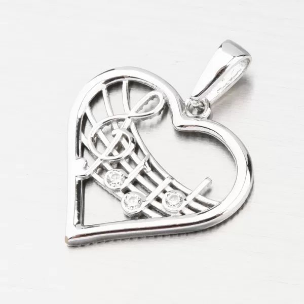 Prívesok z bieleho zlata srdca a noty GCA13-016