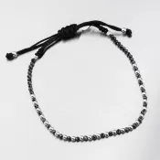 Náramok striebornej šnúry s čiernymi zirkónmi BST-14787