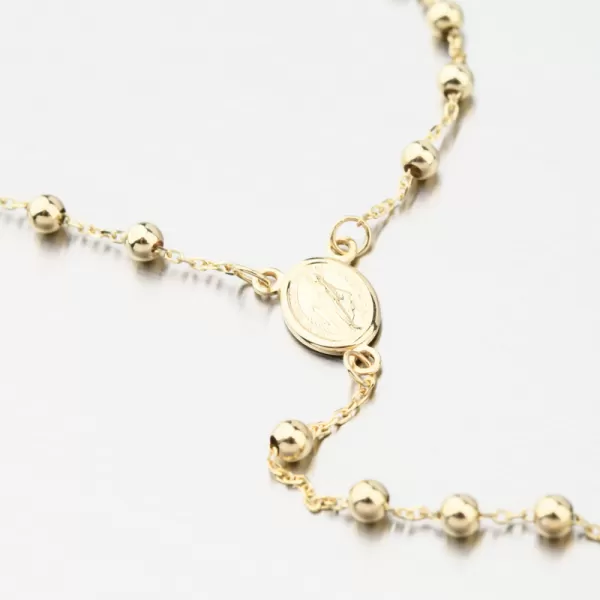 Dámsky náhrdelník žlté zlato 585 ruženec s Madonou a krížikom 15R-039