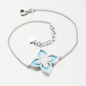 Strieborný náramok s kvetinou a so zirkónmi PKL-4025