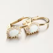 Dámske náušnice žlté zlato 585 s opálom a zirkónmi 12R-758