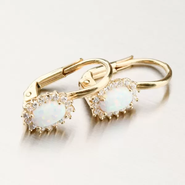 Dámske náušnice žlté zlato 585 s opálom a zirkónmi 12R-758