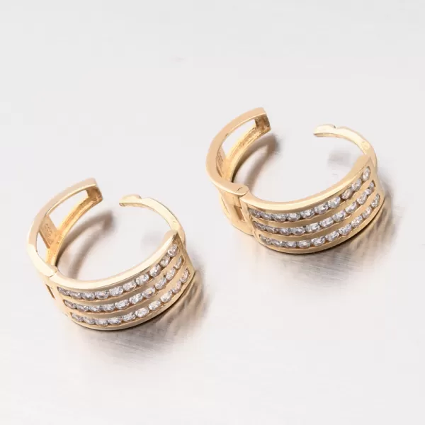 Zlaté náušnice kruhov so zirkónmi PKL12-027-ZL