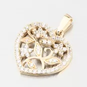 Zlatý prívesok srdiečko so zirkónmi 43-22425