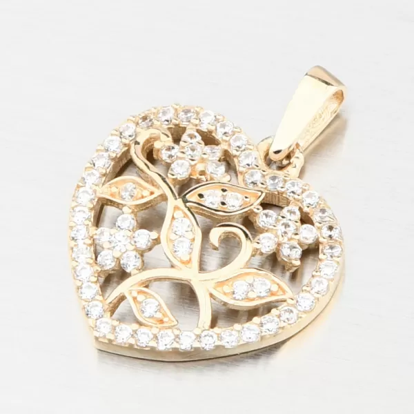 Zlatý prívesok srdiečko so zirkónmi 43-22425