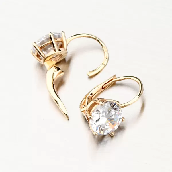 Zlaté náušnice korunky so zirkónmi 663P-120627