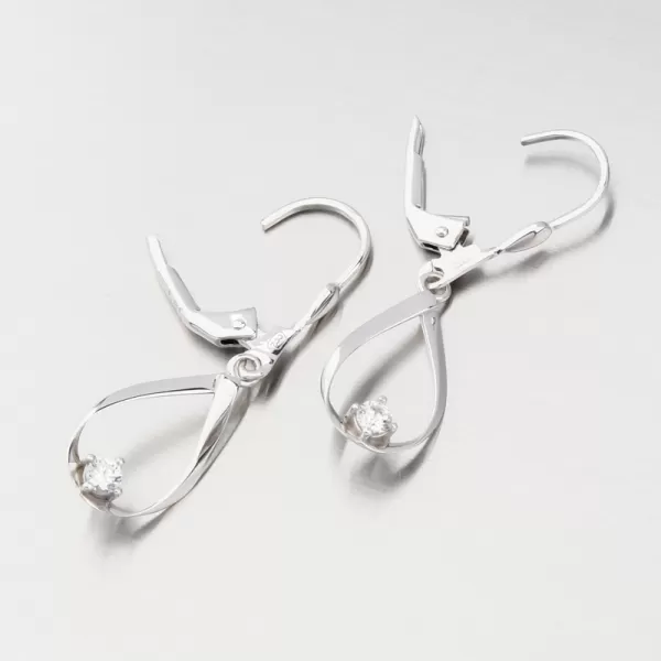 Visiace náušnice z bieleho zlata so zirkónom 12R-732