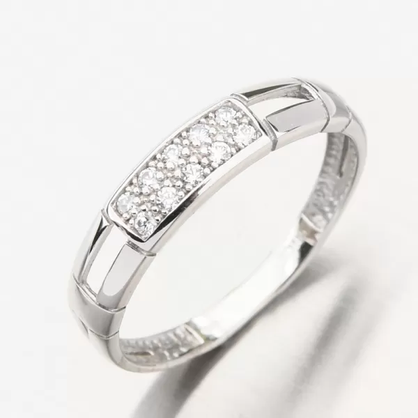 Prsteň z bieleho zlata so zirkónmi DZ2033B-ZIR