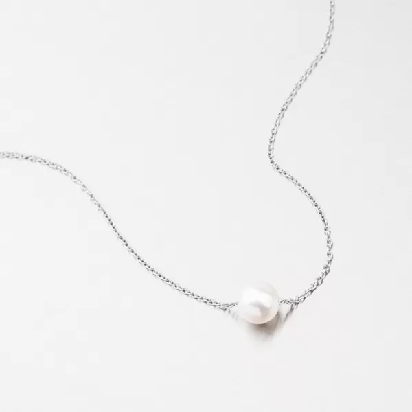 Náhrdelník z bieleho zlata 585 s perlou 55GZZ-3046-B