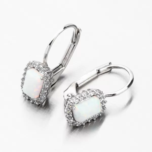 Náušnice z bieleho zlata s bielym opálom a so zirkónmi 118P-120870