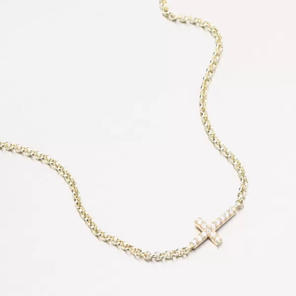 Zlatý náramok s krížovým DZF5832-Zl-Zir