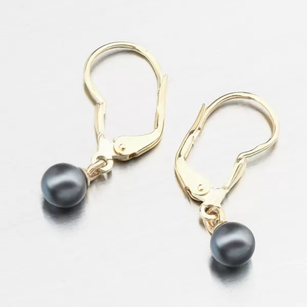 Zlaté náušnice s čiernou perlou 52GZ-3015-ZL-KL-Black