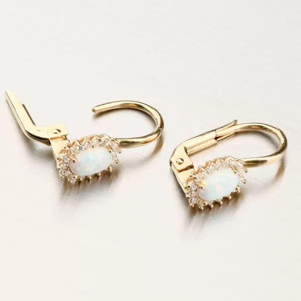 Dámske náušnice žlté zlato 585 s opálom a zirkónmi 12R-758