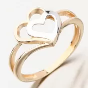 Prsteň so srdiečkami zlatý 585 GCA11-002