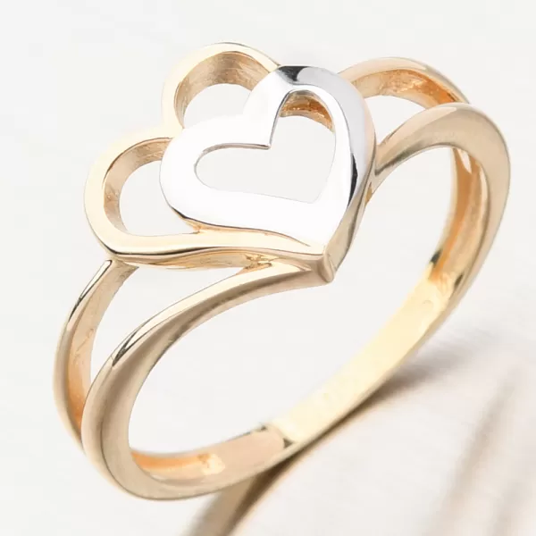 Prsteň so srdiečkami zlatý 585 GCA11-002