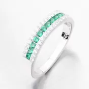 Dámsky prsteň striebro 925 so zirkónmi a smaragdmi PKL-1062