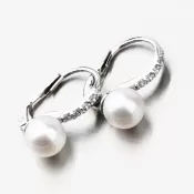 Dámske náušnice biele zlato 585 s perlami a zirkónmi 663P-120009-B