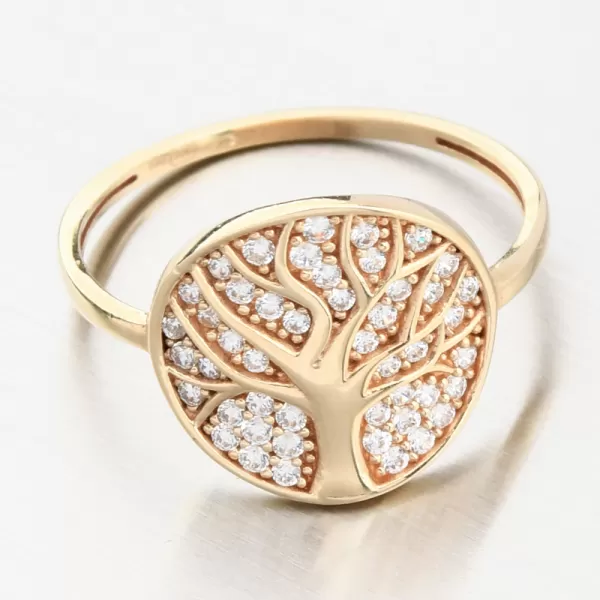 Zlatý prsteň so stromom života a zirkónmi 11R-371
