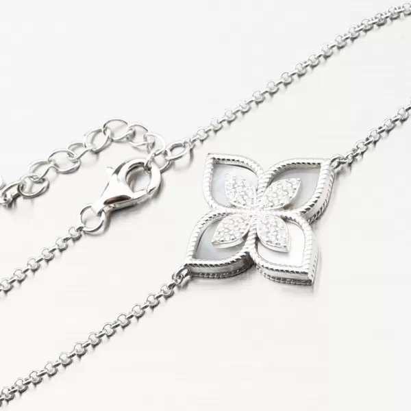 Strieborný náramok s kvetinou a so zirkónmi PKL-4024