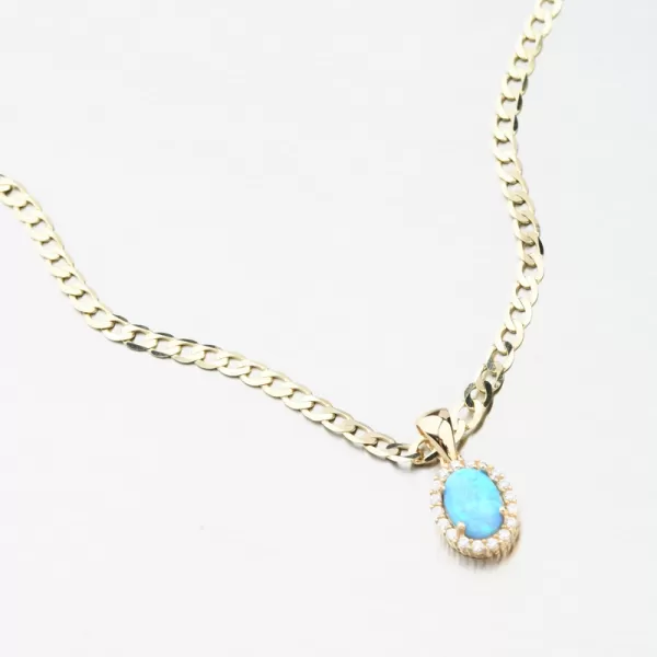 Zlatý prívesok s modrým opálom 162P-132420-BL