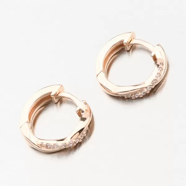 Náušnice kruhy z ružového zlata so zirkónmi DZF4104-CV-ZIR