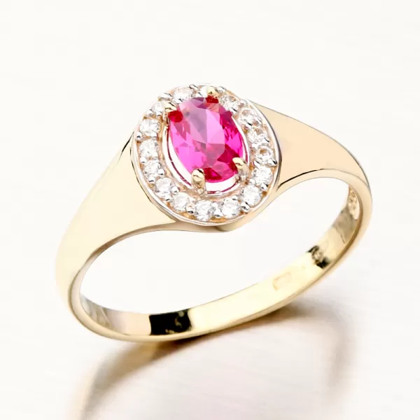 Zlatý prsteň s rubínom a zirkónmi 51GZ-8055-ZL-RUB